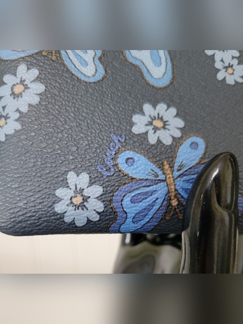 COACH Navy Blue Butterfly Floral Wristlet - Picture 3 of 4